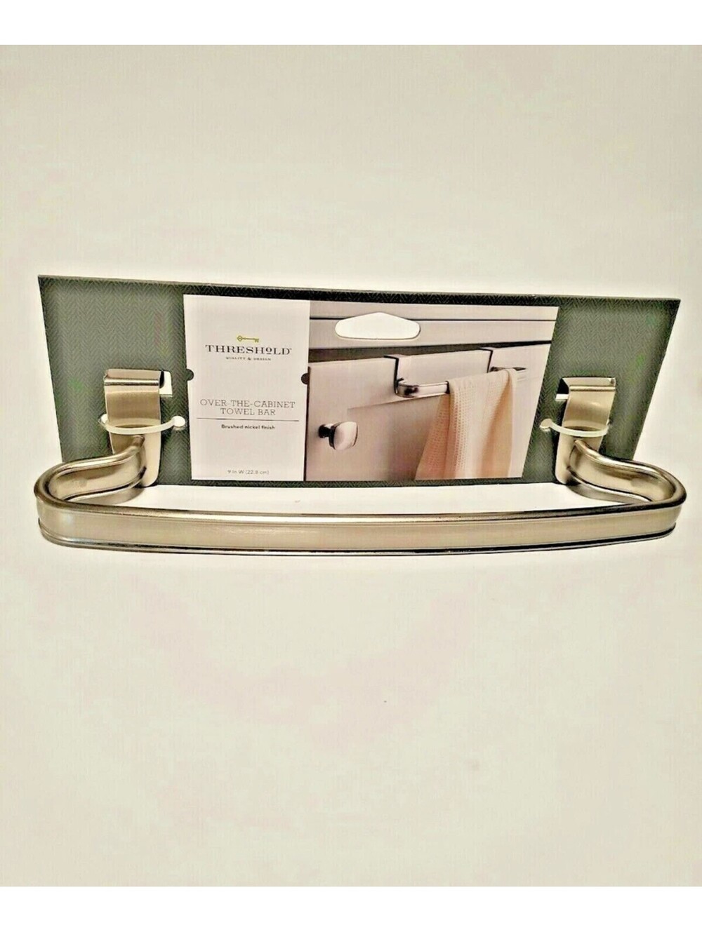 Threshold Over The Cabinet Towel Bar Hold Hang Bathroom Kitchen Brushed Nickel
